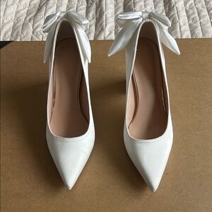 Elegant White Bow Heels